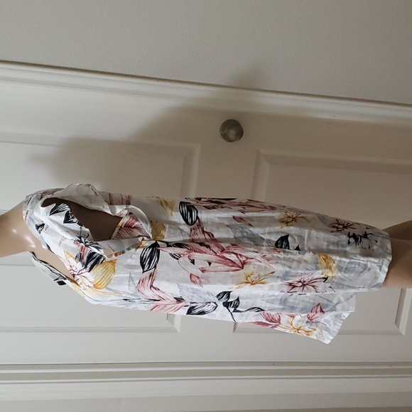 5.95 shipping C & C m linen mini pastel tropical print flutter sleeve pull over - Picture 5 of 9